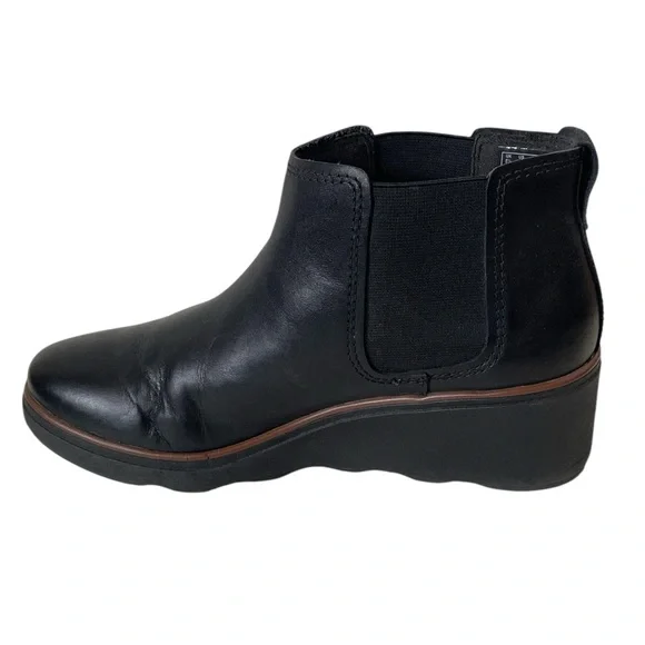 Clarks Mazy Tisbury black leather wedge ankle boots size 8 - Picture 7 of 10